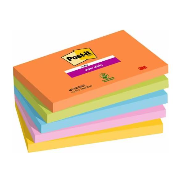 3M 7100258793 pouch autoadesiva Rettangolo Blu, Verde, Arancione, Rosa, Giallo 90 fogli Autoadesivo (3M 7100258793 selvkl?bende huskeseddel)