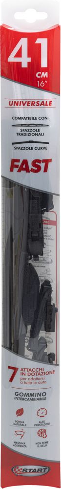 Spazzola tergicristallo singola Fast 41 cm - 16", per spazzole tradizionali e curve