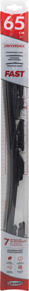 Spazzola tergicristallo singola Fast 65 cm - 26", per spazzole tradizionali e curve, massima aderenza e resistenza