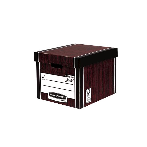 Fellowes 7260501 scatola per la conservazione di documenti Carta Nero, Rosso (Premium Tall Box Woodgrain [FSC] Pack of 10 303x342x400mm)