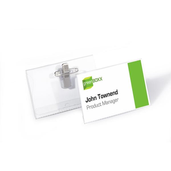 Durable PORTANOME IN PVC CON COMBI CLIP (Durable Premium Clip & Pin Name Badge Holders + Inserts § 50 Pack § 54 x 90mm)