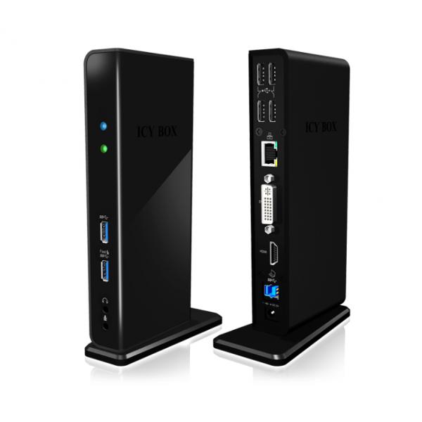 RaidSonic IB-DK2241AC replicatore di porte e docking station per notebook Cablato USB 3.0 [3.1 Gen 1] Type-A Nero (RaidSonic ICY BOX IB-DK2241AC - dockin)