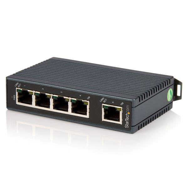 StarTech.com Switch di rete Commutatore Industriale Ethernet a 5 porte - Guida DIN / Montabile a parete (Startech 5-Port Ethernet Switch - 10/100Mbps Industrial Networking Solution - IP30-rated Energ