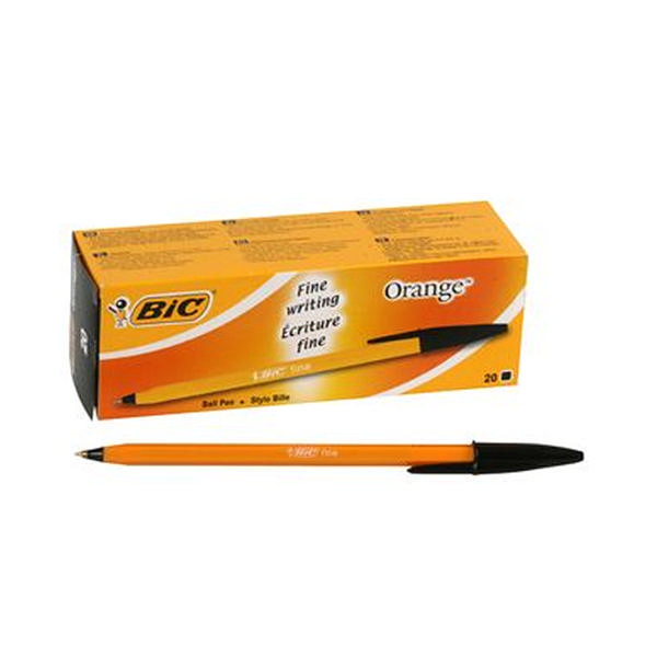 BIC Orange Fine Nero Penna a sfera 20 pz (BIC Orange Ballpoint Pen Black Fine 0.8mm Pack of 20)