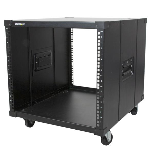StarTech.com Server Rack a 4 Montanti 9U Open Frame, Armadio Rack di Rete 19con Ruote, Piccolo Rack Server per spazi ristretti in casa/ufficio, Quadro Rack per apparecchiature AV/Dati/IT, Conforme TA