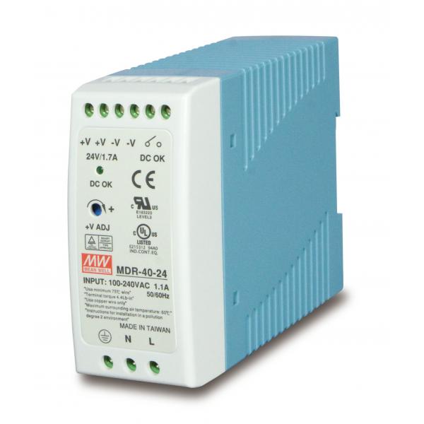 PLANET PWR-40-24 alimentatore per computer 40 W Blu, Bianco (24V, 40W Din-Rail Power Supply - [MDR-40-24] - slim type - Warranty: 36M)