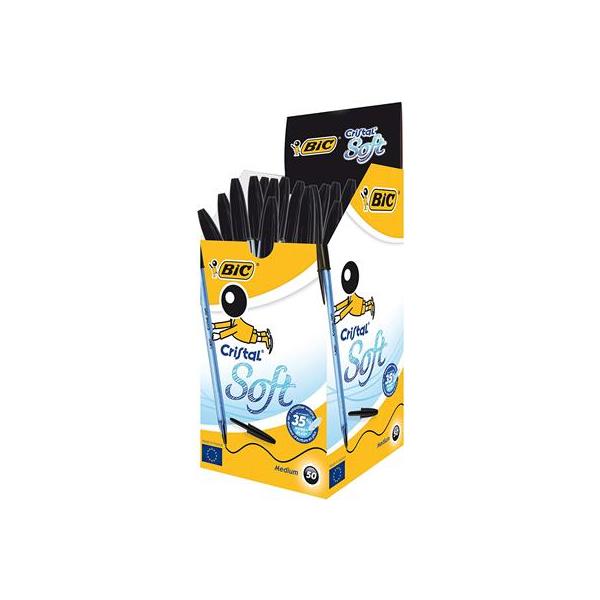BIC Cristal Soft Nero Penna a sfera Medio 50 pz (BIC Cristal Soft Ball Pen Black Medium Pack of 50)