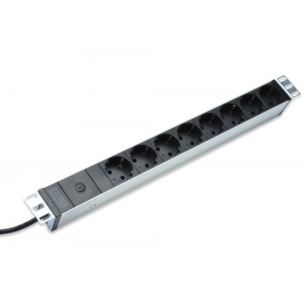 Digitus DN-95410 prolunghe e multiple 2 m 8 presa[e] AC Nero (1U Aluminum PDU, - rackmountable, 8x CEE 7/7 - outlet 10A Plug, 250VAC 50/60Hz, IEC C14 plug, pre-fuse 10A Plug. 250VAC - Warranty: 24M)