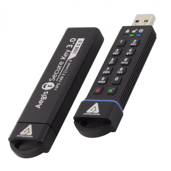Apricorn ASK3 unità flash USB 16 GB USB tipo A 3.2 Gen 2 [3.1 Gen 2] Nero (Aegis Secure Key USB3 16GB - **New Retail** - USB 3.0 Flash Drive 256Bit XTS Hardware Encryption - Warranty: 12M)