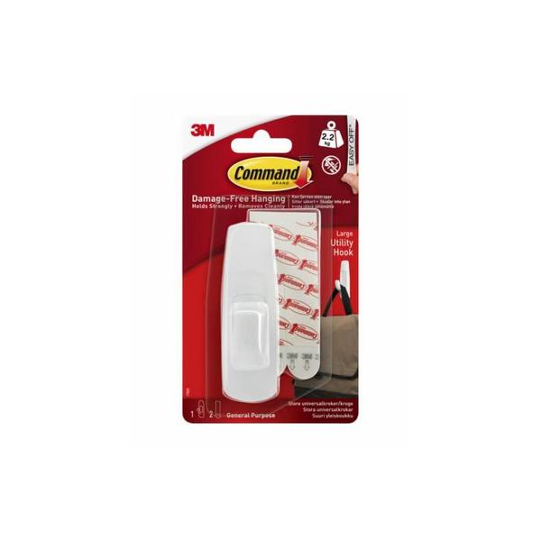 3M 7100134221 gancio di stoccaggio domestico Interno Gancio polivalente Bianco 1 pz (Commandâ?¢ Large Utility Hook 17003)