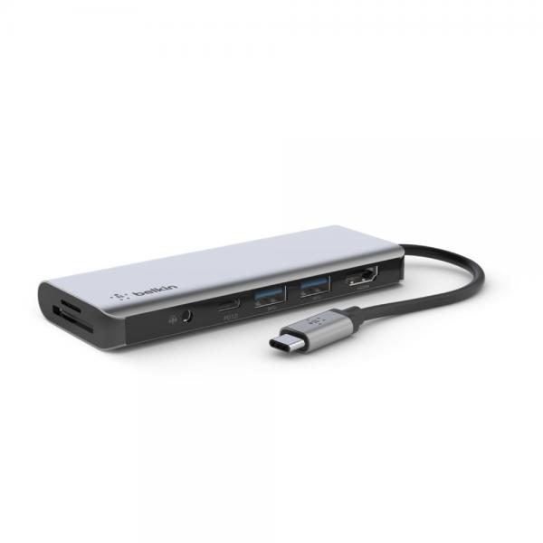 Belkin Adattatore Multiporta 7 In 1 USB-C (Usb 3.2 Gen 1 [3.1 Gen 1] - Type-C 5000 Mbit/S Silver - Warranty: 12M)