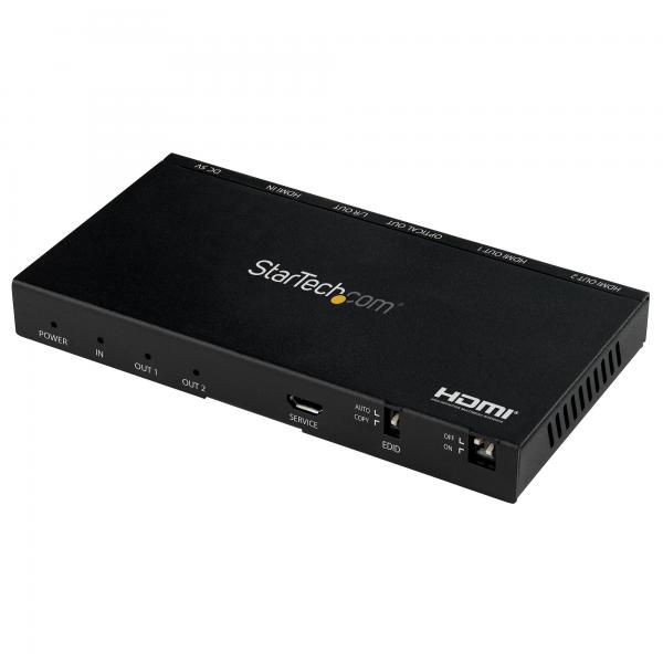 StarTech.com Sdoppiatore Splitter HDMI a 2 porte - 4K 60Hz con scaler video incorporato (HDMI SPLITTER - 2 PORT HDMI 2.0 - 4K 60HZ WITH SCALER - 7.1 SOUND)