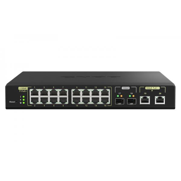 QNAP QSW-M2116P-2T2S switch di rete Gestito L2 2.5G Ethernet Supporto Power over Ethernet [PoE] Nero (QNAP QSW-M2116P-2T2S - Switch - Managed - 16 x 100/1000/2.5G [PoE+] + 2 x 10 Gigabit SFP+ + 2 x 1