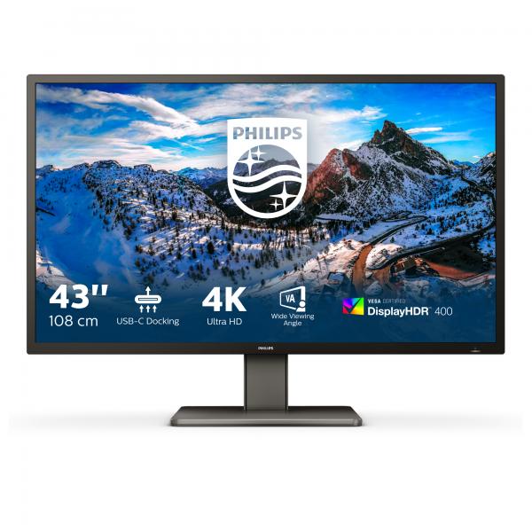 Philips P Line 439P1/00 Monitor PC 108 cm [42.5] 3840 x 2160 Pixel 4K Ultra HD LCD Nero (Philips 439P1 - LED monitor - 43 - 3840 x 2160 4K @ 60 Hz - VA - 400 cd/m? - 4000:1 - DisplayHDR 400 - 4 ms -