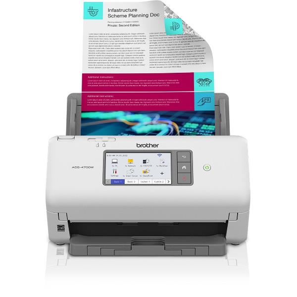 Brother ADS-4700W scanner Scanner con ADF + alimentatore di fogli 600 x 600 DPI A4 Nero, Bianco (Brother ADS-4700W - dokumentscanner -)