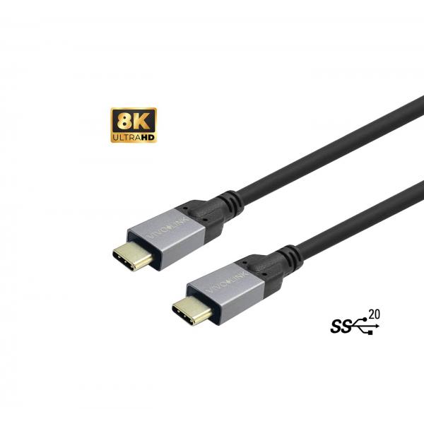 Vivolink PROUSBCMM1 cavo USB USB 3.2 Gen 2x2 1 m USB C 100 W Nero (USB-C to USB-C Cable 1m - Supports 20 Gbps data - Enterprise-tested - Warranty: 144M)