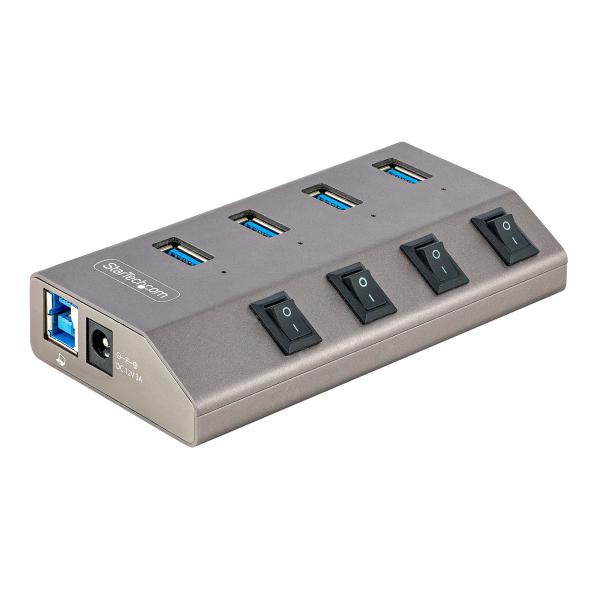 StarTech.com Hub USB-C Autoalimentato a 4 Porte con Interruttori Individuali - Multipresa USB 3.0 5Gbps per Notebook e PC Desktop USB-C/A - Ciabatta USB-Type C BC 1.2 con Alimentatore (4-PORT SELF-PO