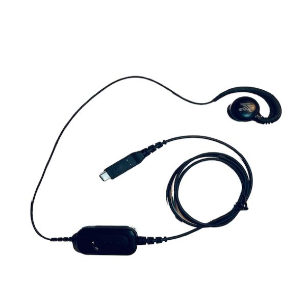 Zebra USB-C Wired Headset for PTT + VoIP w/ rotating ear piece for right/left ear wearing. Includes built Auricolare Cablato A clip Ufficio USB tipo-C Nero (USB-C HEADSET W/ PTT BUTTON AND - VOLUME C