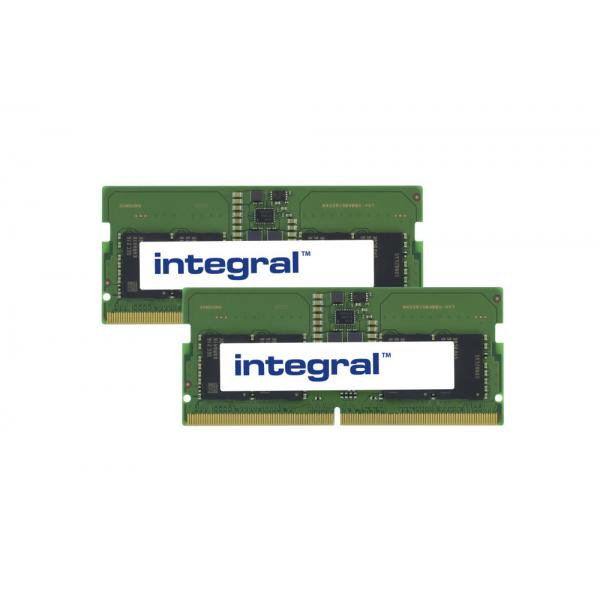 Integral KCP548SS6K2-16-IN memoria 16 GB 2 x 8 GB DDR5 262-pin SO-DIMM (16GB [2x8GB] LAPTOP RAM MODULE KIT DDR5 4800MTs PC5-38400 UNBUFFERED NON-ECC SODIMM 1.1V 1GX16 CL40 INTEGRAL)