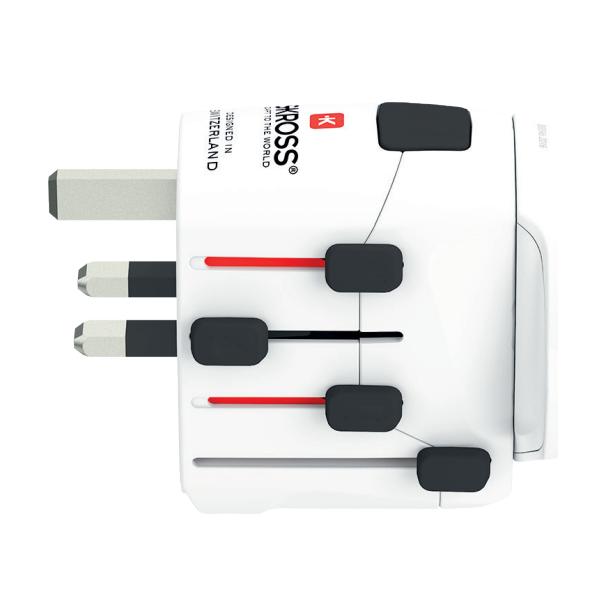 Skross 1.103180 Caricabatterie per dispositivi mobili Fotocamera, Computer portatile, Smartphone Bianco AC Interno (World Adapter PRO - World - Warranty: 12M)