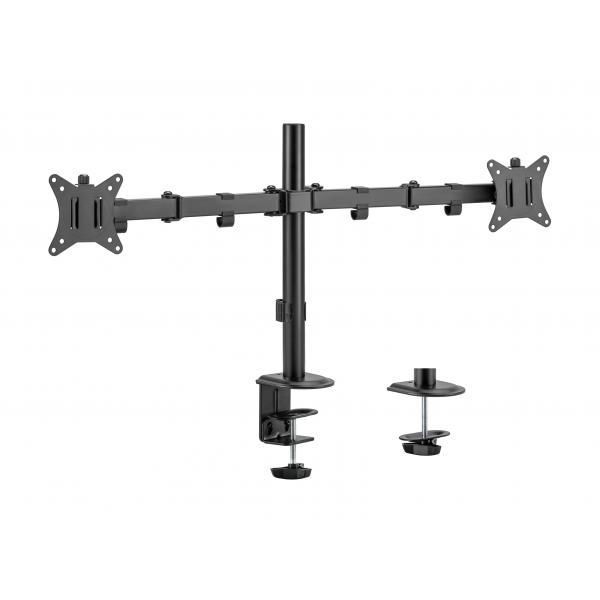 Equip Staffa di montaggio da tavolo articolata per doppio monitor da 17“-32”, nero (Equip 650157 17-32 Articulating Dual Monitor Desk Mount Bracket [2Years warranty])