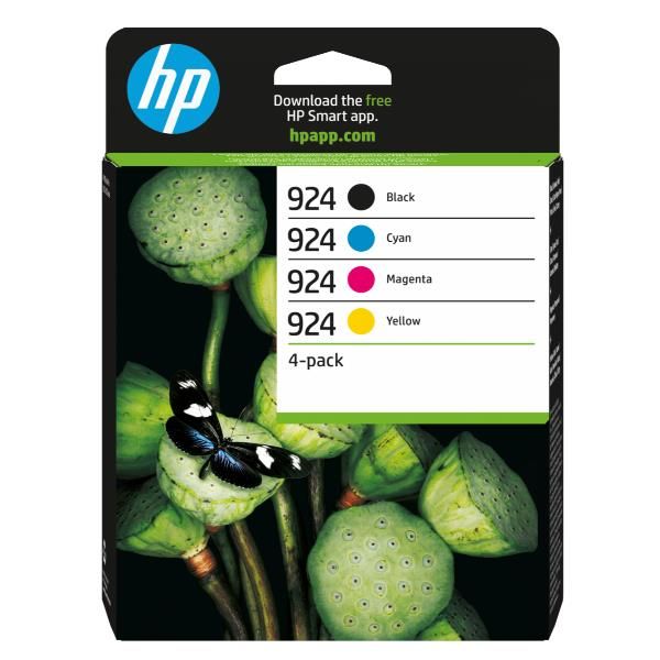 HP Confezione da 4 cartucce di inchiostro CMYK originali 924 (HP 924 - 4 pakker - sort, gul, cyan, m)