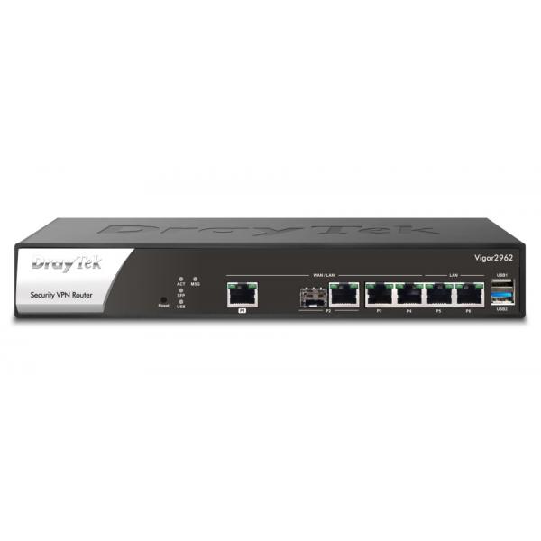 DrayTek Vigor 2962 router cablato 2.5 Gigabit Ethernet Nero, Bianco (Vigor 2962 Wired Router 2.5 - Gigabit Ethernet Black, White - Warranty: 12M)