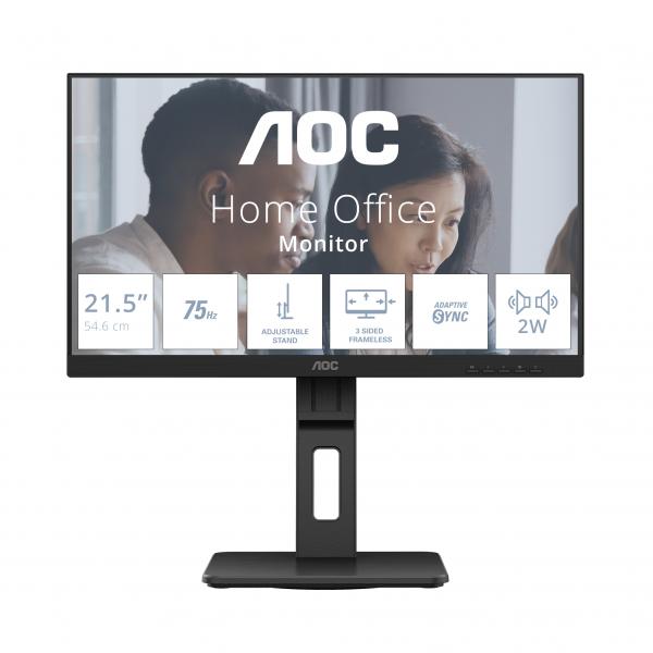 AOC E2 22E2UMF Monitor PC 54,6 cm [21.5] 1920 x 1080 Pixel Full HD LED Nero (22E2UMF 21.5IN 16:9 WLED - 1920X1080 75HZ 4S 3000:1 1X 1.4)