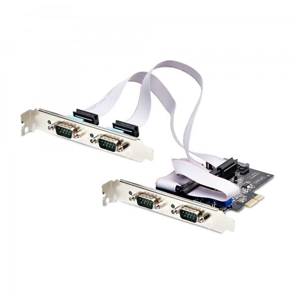 StarTech.com Scheda Seriale PCIe a 4 porte, scheda seriale PCI Express a RS232/RS422/RS485 [DB9], staffa a basso profilo inclusa, UART 16C1050, Windows/Linux, conforme a TAA - Protezione ESD di livel
