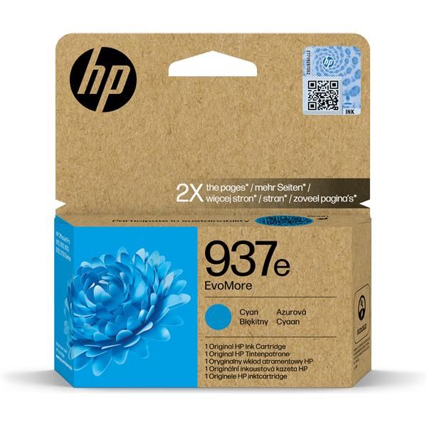 HP Cartuccia di inchiostro ciano originale 937e EvoMore (HP 937E EVOMORE CYAN - EN/FR/IT/PT/ES INK CARTRIDGE)
