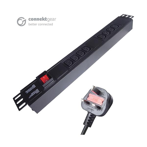 connektgear 27-8030/IEC/RM unità di distribuzione dell'energia [PDU] 8 presa[e] AC 1U Nero (3m 8 Way Horizontal Rack Mount Power Extension Block UK Plug to 8 x C13 Sockets - Black)