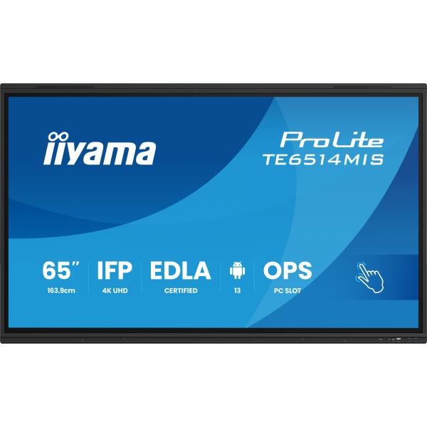 iiyama PROLITE TE6514MIS-B2AG Design chiosco 165,1 cm [65] LCD Wi-Fi 435 cd/m² 4K Ultra HD Nero Touch screen Processore integrato Android 24/7 (iiyama PROLITE TE6514MIS-B2AG Digital signage flat pane