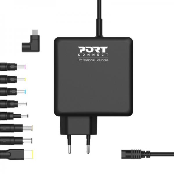 Port Designs 900007B-EU adattatore e invertitore Interno 90 W Nero (PORT Designs Universal Laptop Power Su)