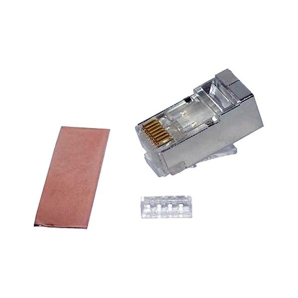 Cablenet 22-2097 cavo di collegamento RJ-45 Metallico, Trasparente (50PK RJ45 C6/6a FTP Crimp Pl 7MM OD 3p)