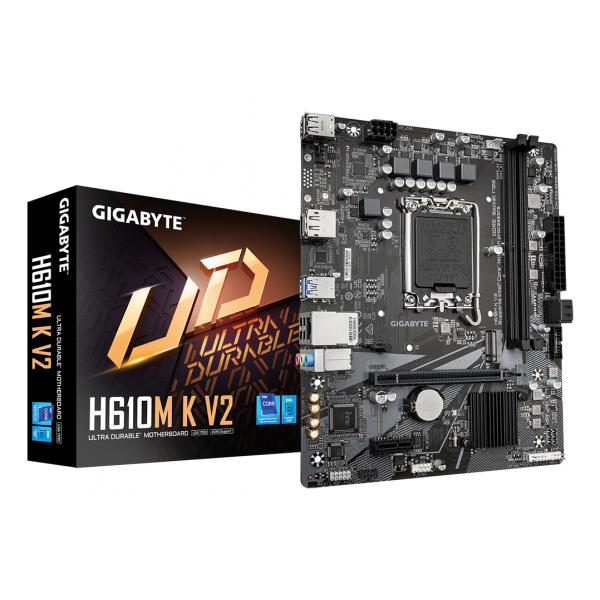GIGABYTE H610M K V2 Scheda madre - CPU Intel Core 14ª generazione, fino a 5600 MHz DDR5, 1xPCIe 3.0 M.2, LAN 1GbE, USB 3.2 Gen 1 (Gigabyte H610M K V2 DDR5 Anti-Sulfur Resistor Intel 1700 Socket Mothe
