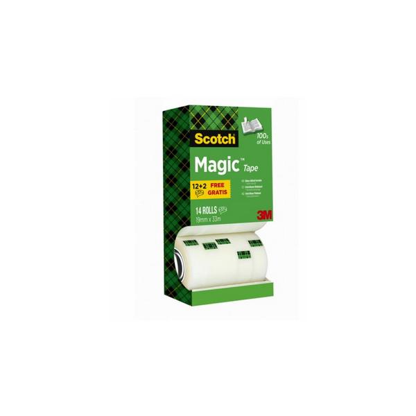 3M 7100026965 nastro adesivo da cancelleria 33 m Acrilico Trasparente 14 pz (ScotchÂ® Magicâ?¢ Tape Value Pack 19 mm x 33 m 14 Rolls/Pack)