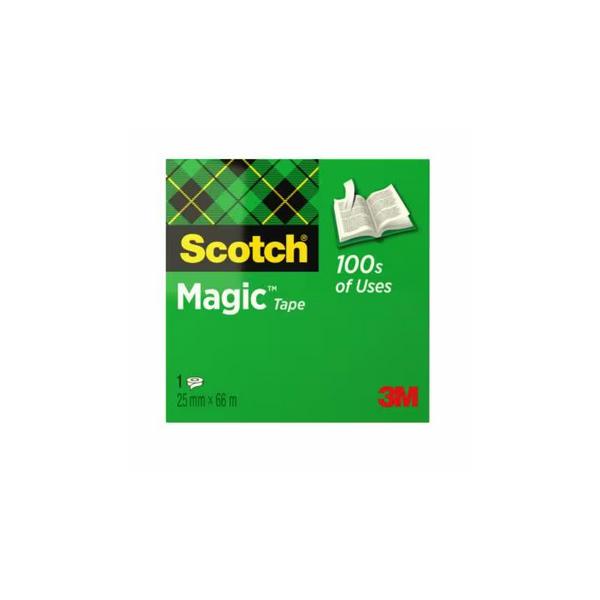 3M 7100027389 nastro adesivo da cancelleria 66 m Acrilico Trasparente 1 pz (ScotchÂ® Magicâ?¢ Tape 25 mm x 66 m 1 Roll/Pack)