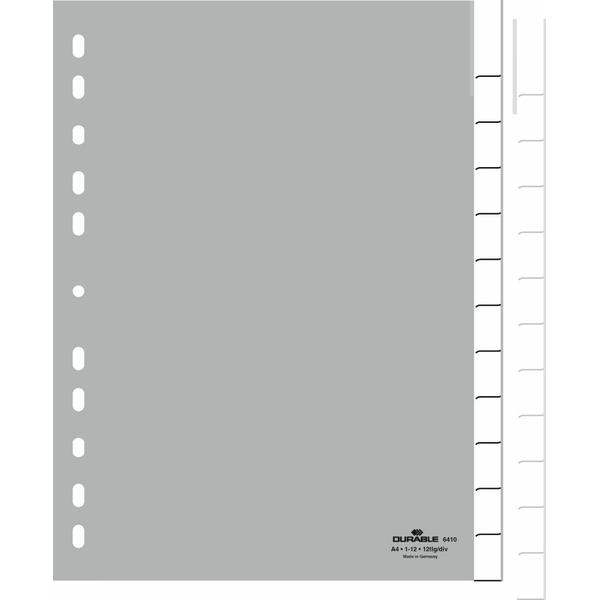 Durable 6410-10 Indice a linguetta vuota Polipropilene [PP] Grigio (Durable 12 Part Removable Tab Index)