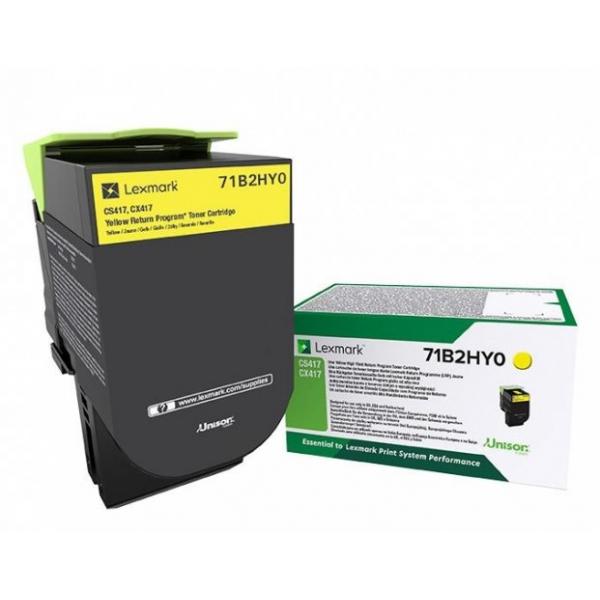Lexmark 71B2HY0 cartuccia toner 1 pz Originale Giallo (CS417 YELLOW HY RETURN CART)