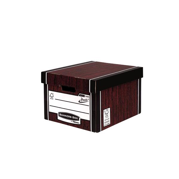 Fellowes 7250501 scatola per la conservazione di documenti Carta Nero, Rosso (Premium Classic Box Woodgrain [FSC] Pack of 10 257x342x400mm)