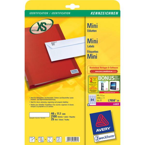 Avery L7656-25 etichetta per stampante Bianco (Avery - etiquettes - white - 46 x 11,1)