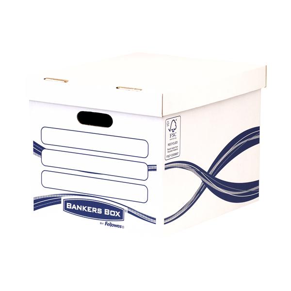 Fellowes 4460801 scatola di conservazione Armadietto portaoggetti Rettangolare Carta Blu, Bianco (Basic Standard Box [FSC] Pack of 10 317x287x384mm)