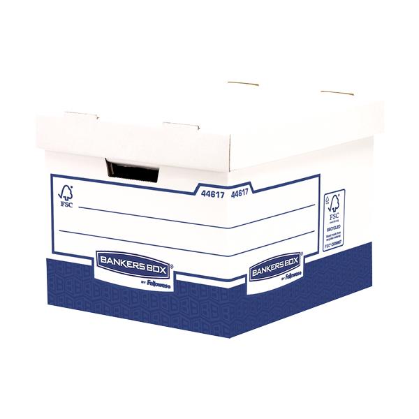 Fellowes 4461701 scatola di conservazione Armadietto portaoggetti Rettangolare Carta Blu, Bianco (Basic Heavy Duty Box [FSC] Pack of 10 333x285x380mm)