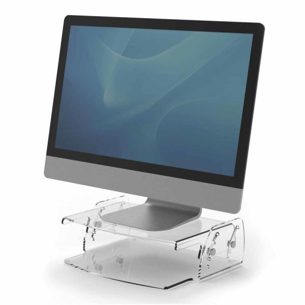 Fellowes 9731101 vassoio da scrivania Acrilico Trasparente (Fellowes 9731101 Clarity Adjustable Monitor Riser)