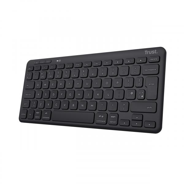 Trust Lyra tastiera Ufficio USB + RF Wireless + Bluetooth QWERTY Inglese UK Nero ([A] Lyra Compact Wireless Keyboard 24711) - Versione UK