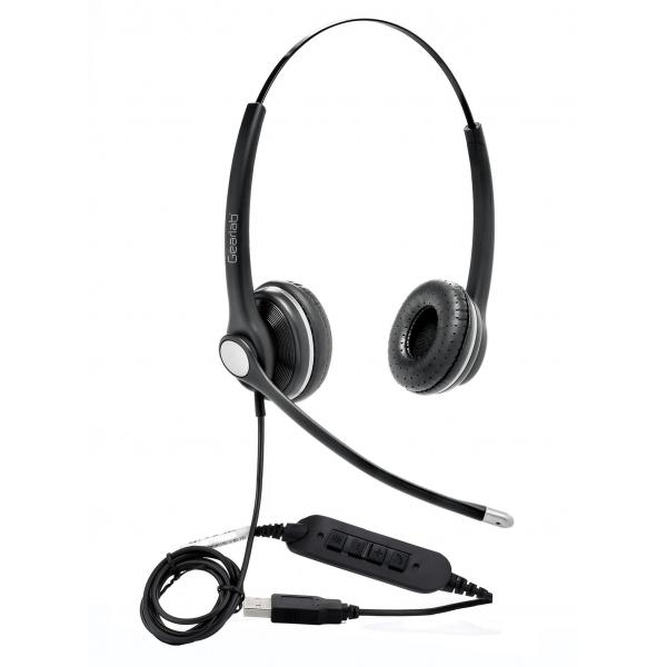 eSTUFF GLB240400 cuffia e auricolare Cablato A Padiglione Ufficio USB tipo A Nero (G4040 USB Office Headset - Binaural headset with - noice-cancelling microphone Binaural headset with noice-cancellin
