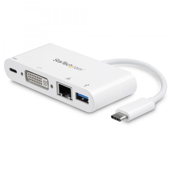 StarTech.com Adattatore Multiporta per Portatili USB-C - Power Delivery - DVI - GbE - USB 3.0 (USB C MULTIPORT ADAPTER 60W PD - DVI-D USBC MINI TRAVEL DOCK USB)