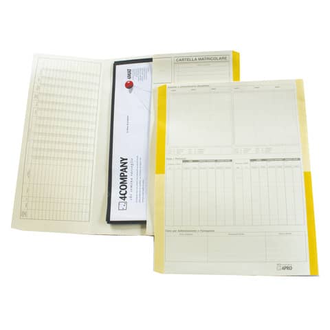 Cartelline matricolari 4Pro A4 in carta di cellulosa 225 g/m² dorso 2 cm giallo conf. da 50 pezzi - 4075