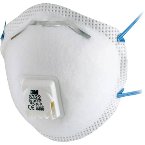 Respiratore monouso a conchiglia 3M 8300 Comfort FFP2 con valvola Conf. 10 pezzi - 8322
