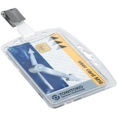 Portabadge rigido Durable 87x54 mm con clip di sicurezza orientabile trasparente Conf. 25 pezzi - 800519